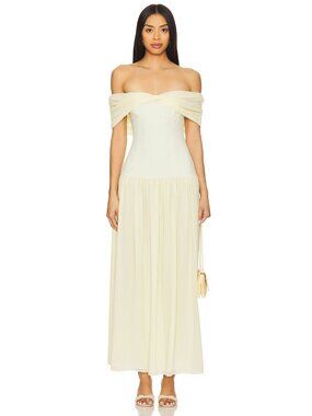 Lovers and Friends Blake Maxi Dress in Butter Yellow Large NWT Womens